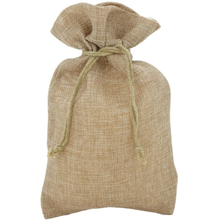 Birthday Party Favors Treat Bag - 20 Burlap Style Cute Gift Party Favor Fabric Birthday Treat Goody Bag - Beige
