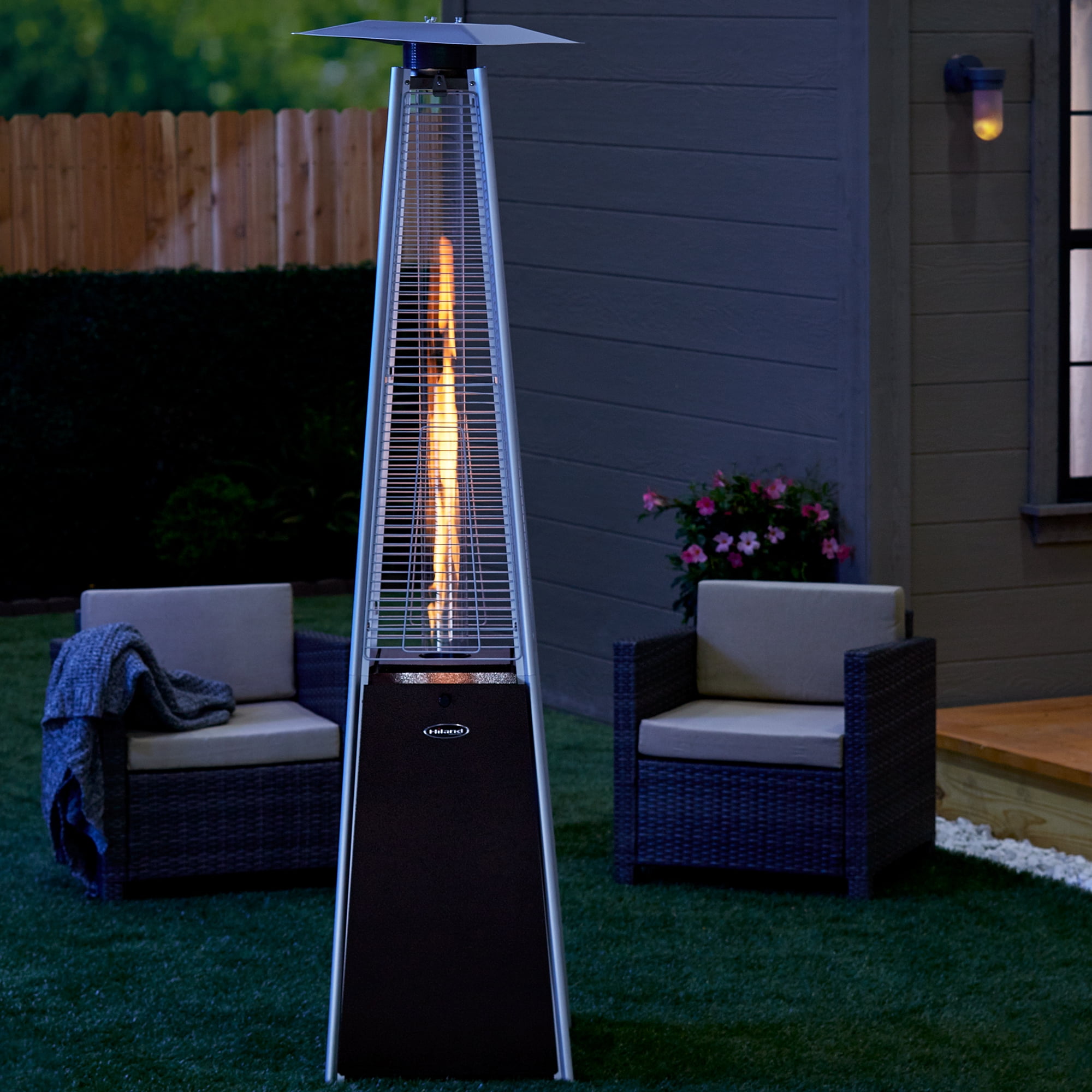 AZ Patio Heaters Tall Outdoor Pyramid Liquid Propane Glass Tube Heater,  Hammered Bronze - Walmart.com