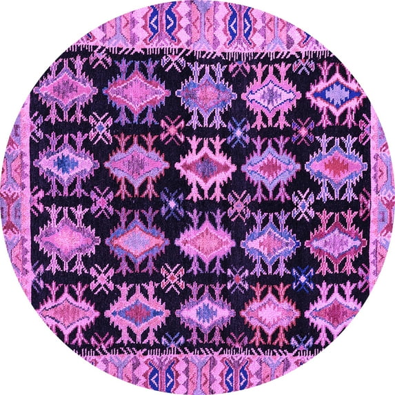 Ahgly Company Indoor Round Abstract Purple Modern Area Rugs, 3' Round