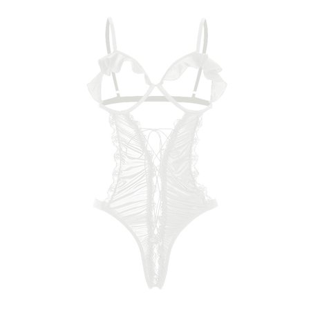 

nsendm Women Ruffled Hot Solid Color Open File Lingerie Full Body Lingerie for Women Underwear White One Size