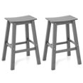 thumbnail image 1 of Costway 29" Patio Bar Stool Set of 2 with Curved Seat & Footrests for Backyard Outdoor Gray, 1 of 7