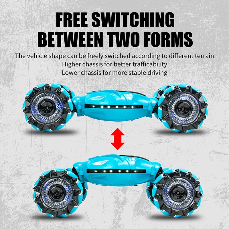 Gesture Sensing RC Stunt Car with Light & Music,Gesture Sensing Twist Car,Drift Stunt 2.4GHz Remote Control Cars, 360° Flips Rotating Off Road Vehicle for Kids Gifts (Black)