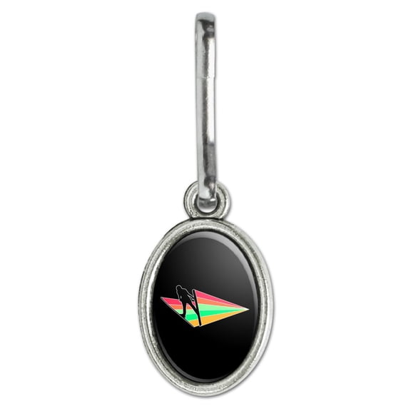 Ski Jumping Rainbow Antiqued Oval Charm Clothes Purse Suitcase Backpack Zipper Pull Aid