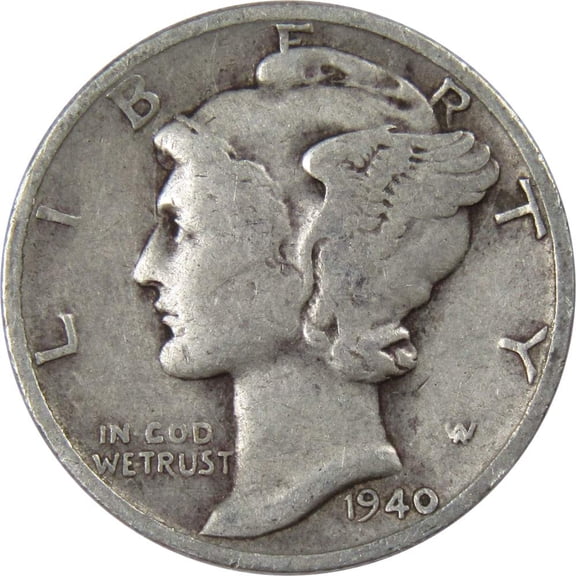 1940 D Mercury Dime VG Very Good 90% Silver 10c US Coin Collectible