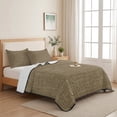 thumbnail image 5 of Twin Quilt Set 68''x86'', Vintage Brown Lightweight Bedspread Coverlet Set with 2 Pillow Shams, Farmhouse Retro Dark Solid Color Linen Texture Breathable All Season Quilt Bedding for Dorm/Bedroom, 5 of 9
