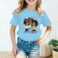 thumbnail image 2 of MEZZALL T-Shirt Graphique Mignon pour Filles, Col Rond, Manches Courtes, T-Shirts d'Été Décontractés, Bleu, 9-10 Ans, 2 of 5