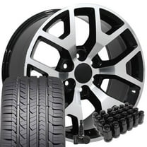 OE Wheels CV92 22 Inch Rims and Tires Fit Sierra 1500 Honeycomb Style 6x139.7 22x9 Gloss Black Machined - Hollander 5656 - Eagle Sport AS 285/45-22 (Set of 4)
