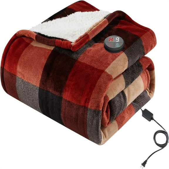 Heated Blanket Electric Throw 50''X60''- Electric Throw Blanket with One Touch Button 10 Heating Level & 9 Time Settings Heating Blanket, Machine Washable