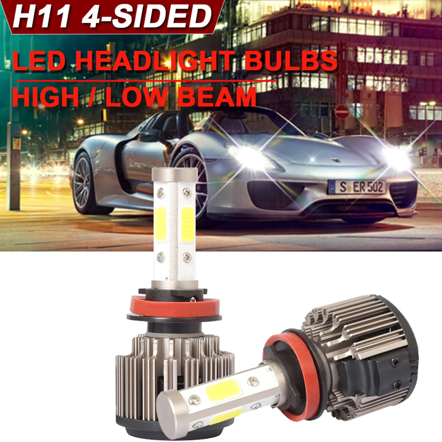 CREE 4-Sided LED Headlight Kit H8/H9/H11 1820W 273000LM 6000K LO Beam White Bulb 