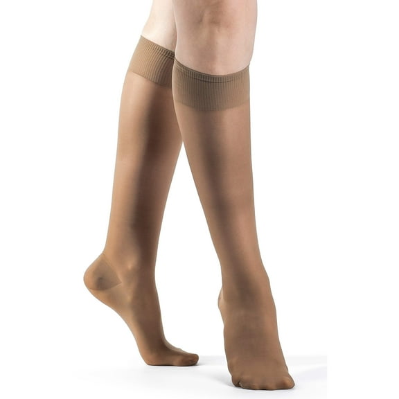 Sigvaris Well Being 120 Women's 15-20 Closed Toe Knee High Compression Stockings Cafe B