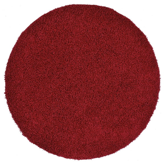 New Shaggy Collection Solid Color Shag Rug Different Color Options Available (Red, 5' Round)
