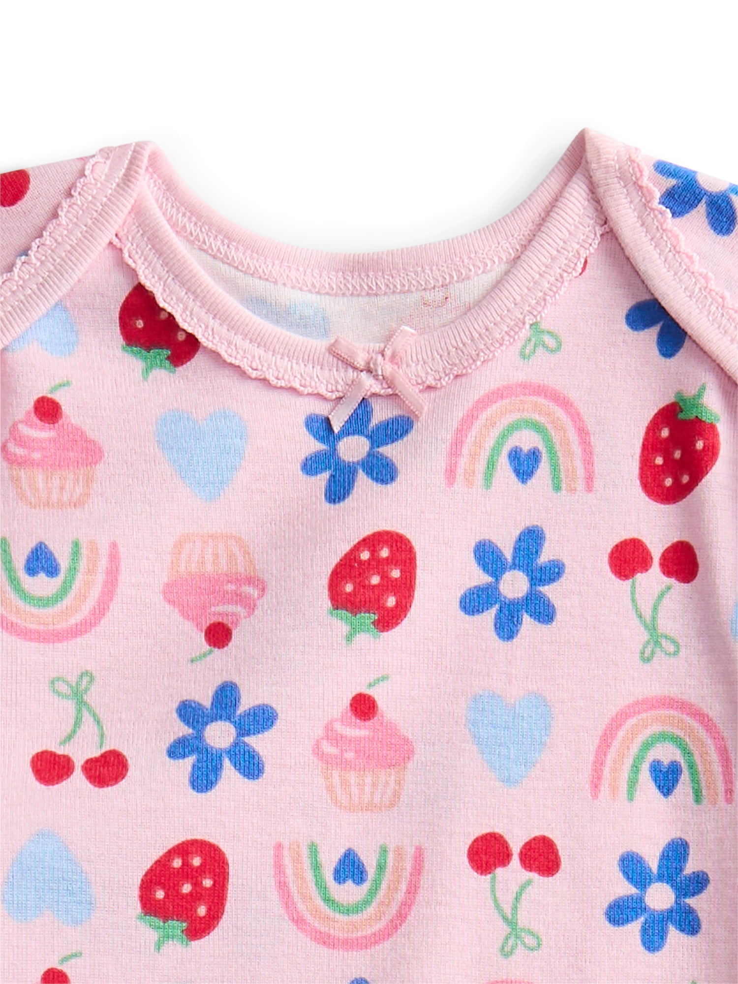Wonder Nation Baby Girls Bodysuit with Short Sleeves, 3-Pack, Sizes 0M-24M