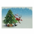 thumbnail image 1 of Santa Cutting Board, Traditional Xmas Character with Funny Reindeer Surprise Present Boxes Under Pine Tree, Decorative Tempered Glass Cutting and Serving Board, Small Size, Multicolor, by Ambesonne, 1 of 1