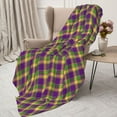thumbnail image 3 of Sikiie Mardi Gras Plaid Cozy Flannel Fleece Throw Blanket: Lightweight & Thick for All Seasons - Perfect for Women, Men, & Kids"40"x30", 3 of 6