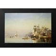 thumbnail image 2 of Neumann, Carl 14x10 Black Modern Framed Museum Art Print Titled - Fishing Boats and Barges On The Thames, 2 of 5