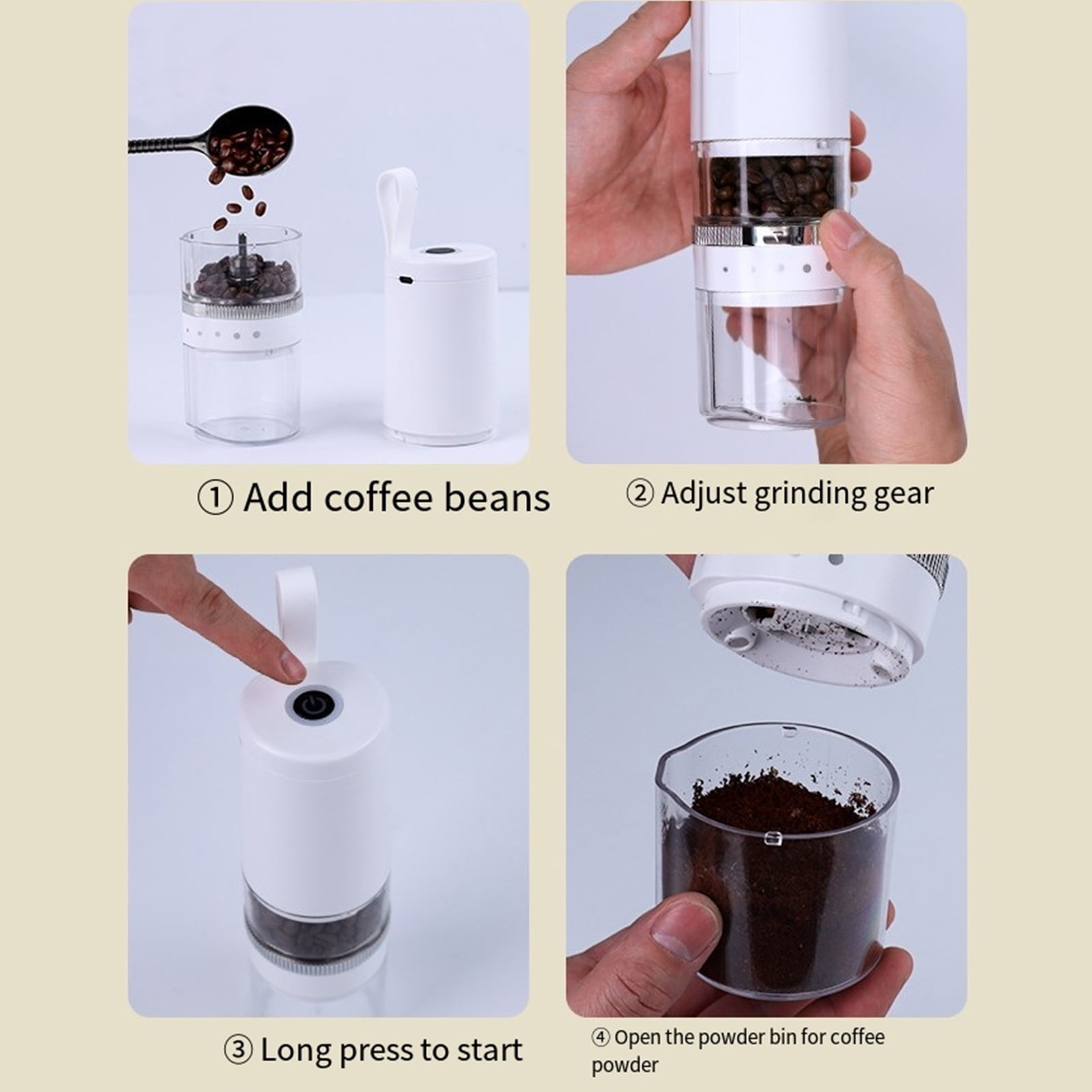 Electric Coffee Grinder Adjustable Burr Mill Coffee Mill Compact Grinder Portable Rechargeable Coffee Grinders
