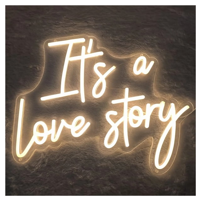 Letrero De Neón "It's A Love Story", Decoración Pared Para Sala Juegos, Dormitorio, Estar, Bar, Fiesta 39x31cm