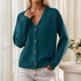 thumbnail image 2 of Swuxness Women's Cardigans Sweaters Coat, Women Long Sleeve Sweater Top, Women Solid Color Button Down Cardigan Sweater Open Front Lightweight Comfortable Top Green, XL, 2 of 5