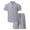 Gray, variant on Stamzod Mens Summer Outfits 2 Piece Solid Color Stand-Up Short Sleeve Shirts and Shorts Set Daily Casual Loose Plus Size Sweatsuits for Men Gray XXL