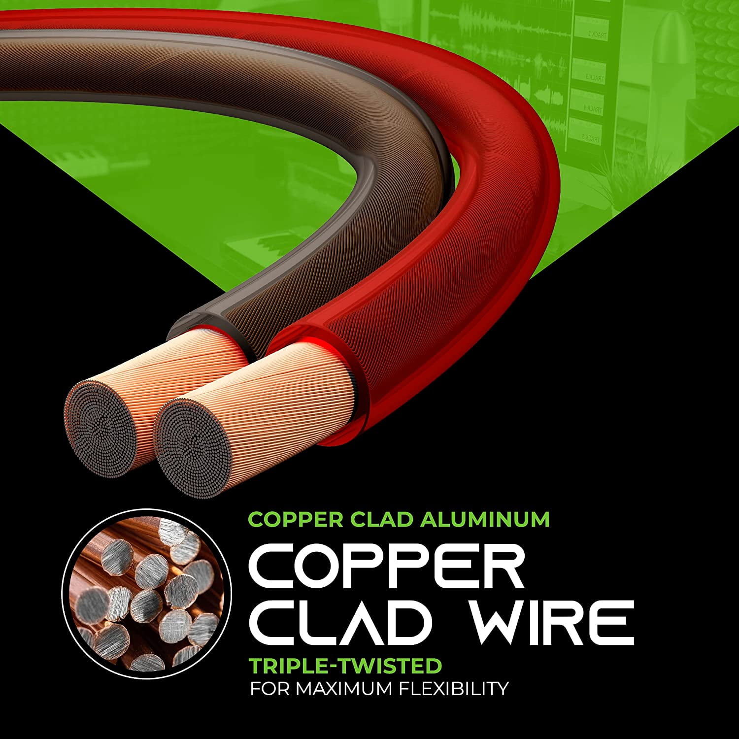 GEARit Pro Series 14 Gauge Wire, Copper Clad Aluminum Home Theater and Car Speaker Cable, Black/Red, 100 ft