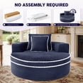 thumbnail image 5 of Lunale 54" Oversized Chaise Lounge Chair Indoor, Round Boneless Cloud Couch, No Assembly Required, Accent Reading Chair for Living Room, Blue Corduroy, 5 of 9