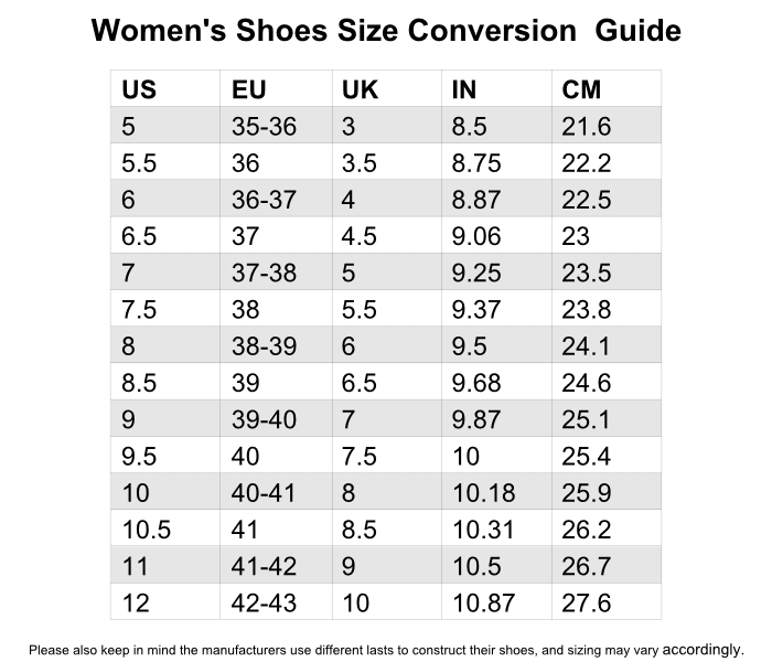 Born Shoes Size Chart