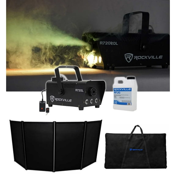 Rockville RFAAB DJ Event Facade Booth Travel Bag Scrim LED Fog Machine Juice