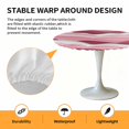 thumbnail image 6 of Pink White Ombre Ocean Elastic Fitted Round Table Cover Abstract Waves Waterproof Outdoor Tablecloth for Holiday Party, Picnic, Patio & Dining Fits Tables Up to 55"-60", 6 of 8