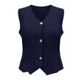 thumbnail image 4 of WGRFFH Women's Cropped Vest Top,V Neck Sleeveless Button Front Waistcoat,Business Casual Vest,Summer Outfit,Regular Fitted Suit Vest,Business Dress Button Down Waistcoat Navy, 4 of 4