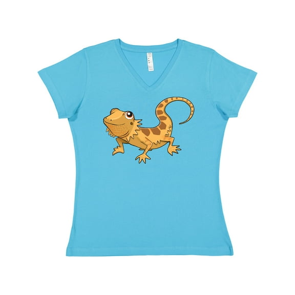 Inktastic Cute Smiling Bearded Dragon Women's V-Neck T-Shirt
