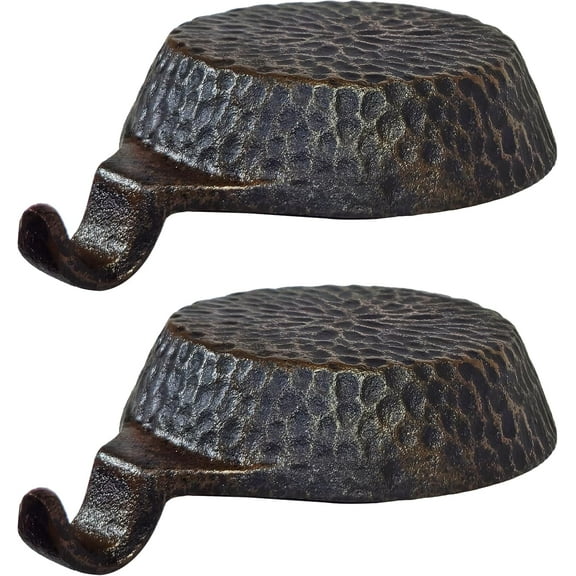 Lulu Decor, Christmas Stocking Holders for Mantle, Hammered Finish, Low Profile Flat Set of 2 Bases, Weighs 2 lbs Strong Heavy Stocking Holders (2 pc Black)