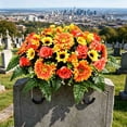 thumbnail image 4 of Artificial Satin Saddle Flower, 24-inch Silk Floral Arrangement for Memorial Day Cemetery Tombstone Decoration, 4 of 6