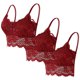 thumbnail image 1 of Sujetador de encaje con tirantes sólidos para mujer, ropa interior de poliéster, 3 piezas, 1 of 7