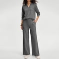 thumbnail image 6 of Women'S 2 Piece V Neck Lounge Set Matching Sweatsuits Lounge Sets For Women Airport Travel Outfits Comfy Athleisure Fall Winter Clothes Wide Leg Palazzo Pants, 6 of 9