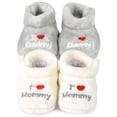 thumbnail image 2 of TeeHee Kids Fun and Cozy Baby Fleece Booties 2-Pack (6-12M, White & Grey), 2 of 5