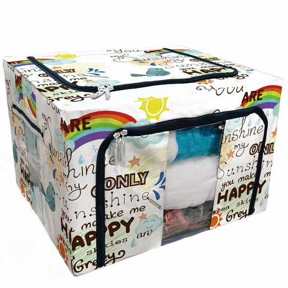 EREHome You are my sunshine bird cloud sun Storage Bag Clear Window Storage Bins Boxes Large Capacity Foldable Stackable Organizer With Steel Metal Frame For Bedding,Clothes,Closets, Bedrooms