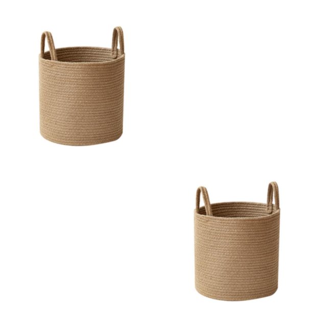Kearding Cesta de almacenamiento elegante y práctica de hilo de algodón tejido, cuerda de algodón, cesta de ropa sucia, cesta de alambre de Type2 NO2