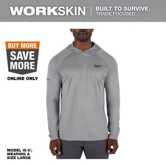 Men's WORKSKIN Gray X-Large Hooded Sun Shirt
