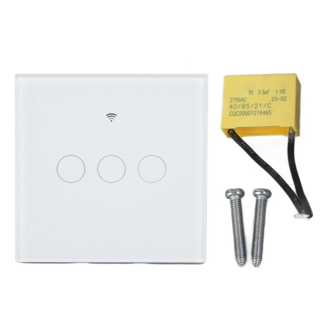 Smart WIFI Switch 3-Way 86-Type Wall Touch Switch with Tempered Glass Panel EU Plug 100 to 240V White