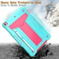 thumbnail image 3 of Dteck Case for Apple iPad 9th Generation 10.2-inch (2021),Shockproof Rubber Armor 3-Layer Protection Case Hybrid Hard Kicstand Cover for iPad 10.2" 9th/8th/7th Gen,Mint+Rose, 3 of 4