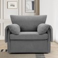 thumbnail image 2 of Oversized Swivel Armchair, Modern 360° Swivel Accent Chair with Removable Armrests and Backrests, Single Lounge Sofa with Side Pockets, Comfortable Seating for Living Room/Bedroom, Grey, 2 of 7