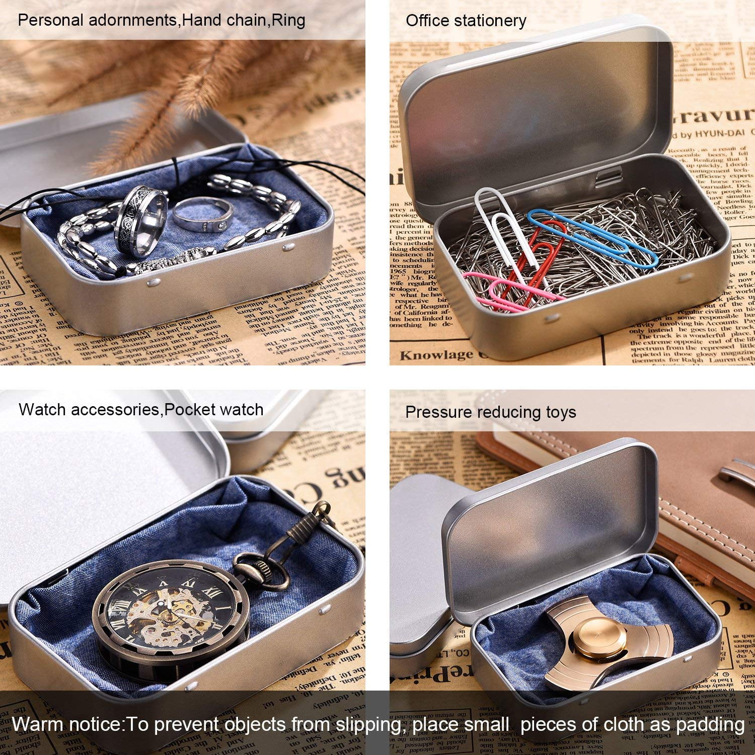 BELUPAI Mini Portable Metal Rectangular Empty Hinged Tins Small Storage Kit Box Containers Mini Portable Empty Hinged Tins Small Storage Kit Box Containers