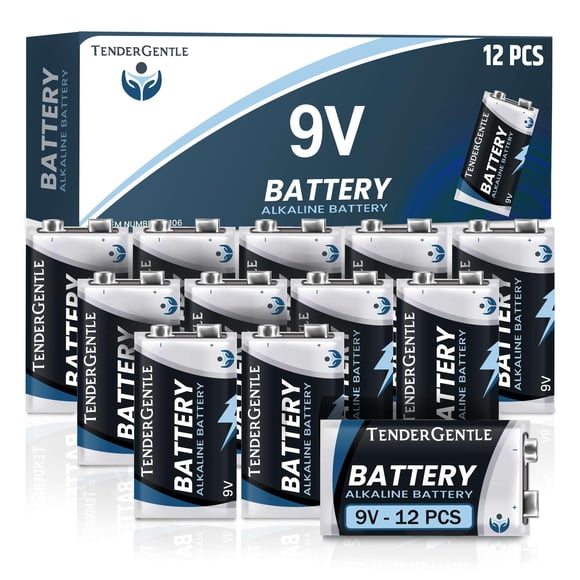 TenderGentle 9V Baterías Alcalinas Pack de 12
