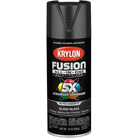 Krylon K02702007 Fusion All-In-One Spray Paint for Indoor/Outdoor Use, Gloss Black