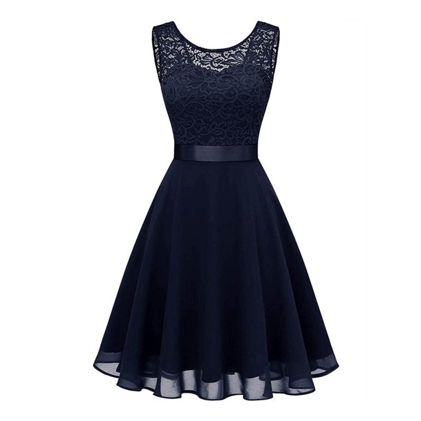 VISgogo Mujer Verano A-line Vestidos Color Sólido Recorte Cuello Redondo Túnica Cintura Sin Mangas Vestido VISgogo moda