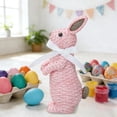 thumbnail image 4 of Xecvkr Decorative Resin Easter Bunny Figurine Woven Rattan Effect Bow Accent Tabletop Holiday Ornament Faux Craft Art 1 Piece Pink, 4 of 6