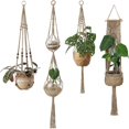 thumbnail image 1 of Colgador De Plantas Maceta Colgante Para Interiores Y Exteriores Cesta Cuerda De Yute 4 Piezas,11 Feliz Sencillez, 1 of 5