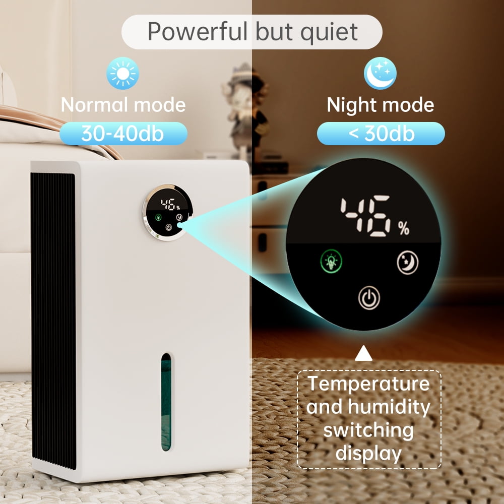 Dehumidifier for Home, 120 oz Water Tank with 7 Colors LED Light and Touch Screen 1,000 Sq. ft Coverage Area