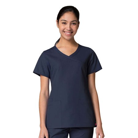 

Red Panda Women s Curved Mock Wrap Solid Scrub Top