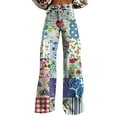 thumbnail image 2 of Women's Casual Pants 2025 New Summer Flower Wide Leg Pants Lightweight And Loose Casual Colorful Pants Imitation Jeans,White Women's Casual Pants L, 2 of 4